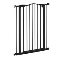 PawHut 29"-32" Pet Gate with Door Pressure Fit Dog Gate for Stairs - Black-Door automatically closes if left open between a 30° and 90° angle