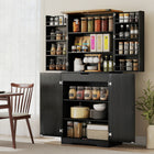 HOMCOM 72" H Farmhouse Kitchen Pantry Cabinet - Black-A concealed inner drawer neatly stores cutlery while maintaining a clean look 
