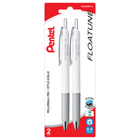 Pentel Floatune Retractable Advanced Rollerball Pen - 0.5 mm - Blue Ink - 2 Pack-The unique ink formula reduces feelings of scratchiness