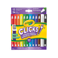 Crayola Clicks Mechanical Coloured Pencils - 12 Pack-CRAYOLA CLICKS MECHANICAL COLOURED PENCIL SET: Includes 12 Mechanical Coloured Pencils and 24 Coloured Lead Refills