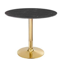 Modway Verne 35" Artificial Marble Dining Table - Gold Black-Modern Dining Table