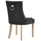 Modway Pose Performance Velvet Dining Chair - Black-Natural Wood Legs