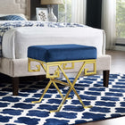 Modway Twist Performance Velvet Bench - Gold/Navy-Dense Foam Padding for Comfort