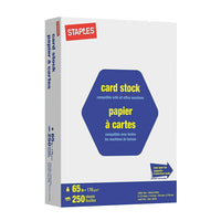 Staples Card Stock - 8-1/2" x 11" - White - 250 Sheets-White card stock with 96 brightness for a clean, professional look