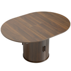 HOMCOM 43.3"-59" Round Extendable Table with Double Shelves & Fluted Doors for 4-6 - Walnut-Extendable tabletop adjusts easily for different gatherings