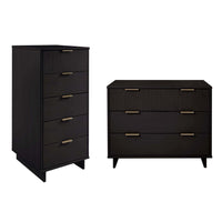 Manhattan Comfort Granville Modern Tall Narrow and Standard Dresser Set - Black-Modern-Contemporary with a taste of Glam Bedroom Dresser Set. Includes 1 Tall Narrow Chest and 1 Standard Dresser
