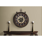 Monarch Specialties Clocks 24" Round Wall Clock - Brown Traditional-Made with a durable brown plastic frame, a clear glass surface, and an easy to read numerical display