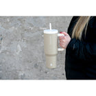 GROSCHE Aspen Insulated Water Tumbler with Handle - 40 oz. - Sand Beige-Ultra-secure half-turn design