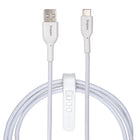 Staples TECH USB-C to USB-A Charging Cable - 3.3 ft. - White-Braided cable for durability and tangle-prevention tested to withstand up to 5K bends