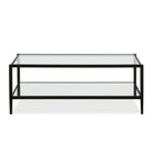Hudson&Canal Hera 45"W Rectangular Coffee Table with Mirror Shelf - Blackened Bronze-Features a tempered glass top and shelf