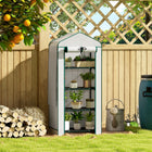 Outsunny 4 Tier Mini Greenhouse with Screen Roof - White- Four-tier plant shelf increases space for healthy plant development
 