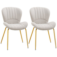 HOMCOM Dining Chairs with Cushioned Backrest - Cream White - Set of 2-A set of 2 to use when having dinner or a conversation