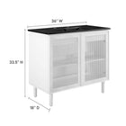 Modway Calla 36" Perforated Metal Bathroom Vanity - Black/White-Wood Grain Laminate