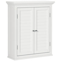 kleankin Bathroom Wall Cabinet for Living Room and Entryway - White-Wall-mounted design is space-saving