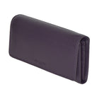 Club Rochelier Ladies Clutch Wallet with Checkbook & Gusset - Plum-1 Outside slot pocket