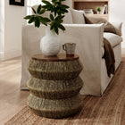 Modway Maris Seagrass and Wood End Table - Walnut Natural-Solid Mango Wood Top