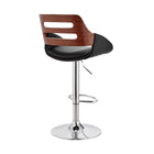 Armen Living Karter Adjustable Height Bar Stool in Black Faux Leather & Walnut Wood with Chrome Base-5