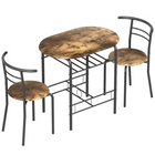 HOMCOM 31.5" 3-Piece Dining Set with Storage Shelf - Rustic Brown-Dining table set for 2 consists of a table and two chairs