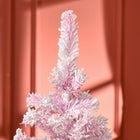 HOMCOM 5' Snow-Flocked Pencil Artificial Christmas Tree with Steel Base - Pink-Branches open automatically 