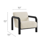 Modway Sereno Boucle Accent Chair - Cream Black-Rounded Solid Wood Armrests