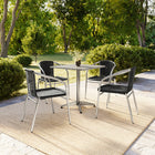 Flash Furniture 27.5'' Square Aluminum Indoor-Outdoor Table with 4 Black Rattan Chairs (TLH-ALUM-28SQ-020BKCHR4-GG)-27.50"W x 27.50"D x 27.50"H