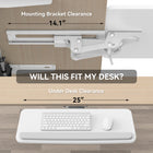 ShoppingAll Adjustable Under Desk Keyboard Tray with 25" W x 9.8" D Slide Out Drawer - White-Tilt & Swivel Customization: Adjust the tray tilt from +6° to -22° and swivel it 180° left or right to suit your workflow