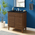 Modway Render 30" Bathroom Vanity - Walnut/Black-Adjustable Storage Shelf