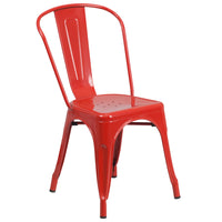 Flash Furniture Red Metal Indoor-Outdoor Stackable Chair-Stackable Bistro Style Chair