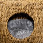 PawHut Elevated Wicker Cat Bed with Washable Cushion - Light Brown-Colour: Light Brown, Natural Wood, Grey 
