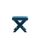 Manhattan Comfort Abigail 20.47" Mid-Century Modern Velvet Upholstered Ottoman Bench - Blue-Delivered to you Fully Assembled! No Assembly Required