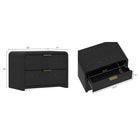 Manhattan Comfort Grace 28" Modern 2-Drawer Nightstand - Black and Gold-Rounded corners soften the frame and create a gentle, cohesive silhouette