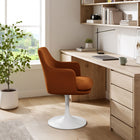 Modway Lippa Swivel Dining Performance Velvet Armchair - White Rust-360º Swivel Capability