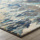 Modway Entourage Foliage Contemporary Modern Abstract Area Rug - 8 ft W x 10 ft L - Blue Tan Grey-Gripping Rubber Underside
