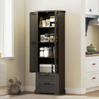 HOMCOM 71" H Farmhouse Kitchen Pantry Cabinet - Black-Classic barn doors and vintage handles add timeless country charm 
