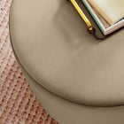 Modway Tilden Large 23" Round Performance Velvet Upholstered Ottoman - Taupe/Natural-Non-Marking Foot Glides