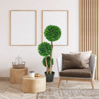 HOMCOM 3.6' Three Ball Boxwood Topiary for Indoor Outdoor - Green-PE moss and cement soil are included to weigh it down 