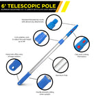 Gritt Commercial 6' Telescopic Pole - Aluminum, Adjustable - 3.5 - 6' length - 2 Pack-Compatible with all Gritt Commercial squeegees, dusters, and strip washers