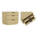 Manhattan Comfort Payton 26" Modern Nightstand 2-Piece Set - Natural Oak/Black-Horizontal Glam Drawer Handles Made of Metal with a Choice of Black or Gold Finish