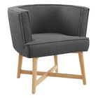 Modway Anders Upholstered Fabric Accent Chair - Grey-Barrel Back Accent Chair