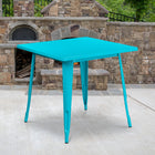 Flash Furniture 31.5" Square Crystal Teal-Blue Metal Indoor-Outdoor Table-Top Size: 31.5" Square