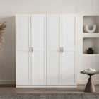 Manhattan Comfort Cornelia 59.22" 2-Piece Modern 14-Shelf Storage Closet - White-Vertical Rectangular Geometric Door Design with Black Metal Pull Handles