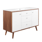 Modway Transmit 48" Single Sink Bathroom Vanity - Walnut/White-Assembly Required