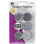Charles Leonard Designer Button Style Magnets - Super Strong - Assorted Black & White Designs - 12 Packs of 6-Magnets work well on all magnetic surfaces.