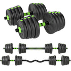 Soozier Adjustable Dumbbell Set - 66 lb-Converts into dumbbells, a straight barbell, or an EZ curl bar