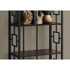 Monarch Specialties 3617 62"H Bookcase - Espresso/Black Metal Etagere-Product Dimensions: 62"H x 25"W x 13"D