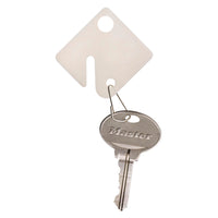 Master Lock Plastic Key Tags - 1.5" - White - 20 Pack-Snap hook design fits slotted and key style key cabinets, boards, etc