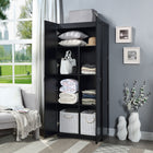 Manhattan Comfort Hopkins 29.61" Modern 7-Shelf Storage Closet - Black-90° Open Door Style with European Soft Close Door Hinge