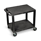 Luxor Tuffy Resin 2-Shelf Cart with Power Strip - Black-Multipurpose utility cart perfect for use with audio/video equipment and more