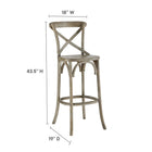 Modway Gear Bar Stool - Grey-Elm Wood Construction