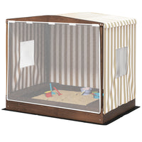 Qaba Outdoor Kids Sandbox with Full Cover Canopy - 56" x 40"-Full covered canopy with mesh door protects from sun and mosquitoes 